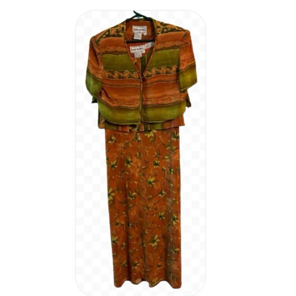 Vtg Karin Stevens Dress Sz 10 Detached Bolero Jacket 2-piece Set